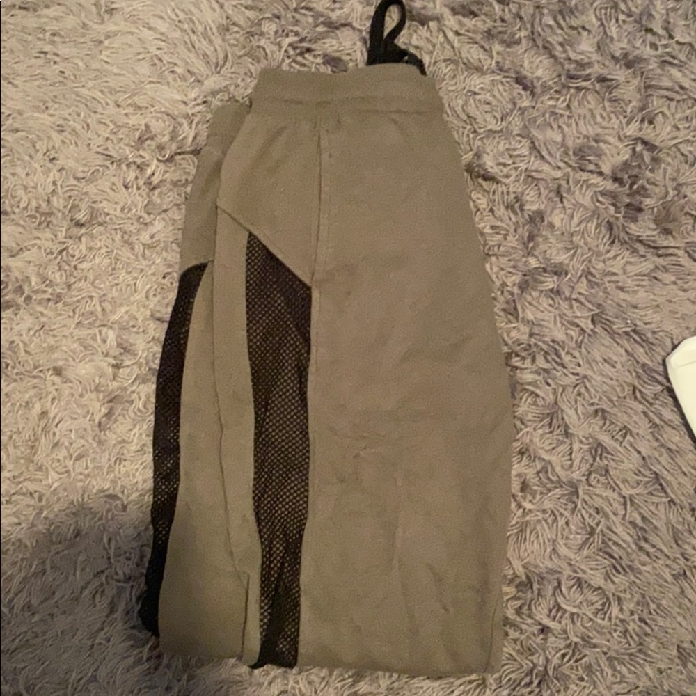 Green Joggers with Black Mesh Opening